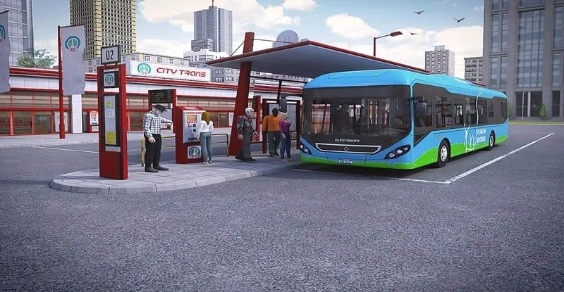 Screenshot menampilkan uang tak terbatas dan bus yang tersedia di Bus Simulator PRO 2 MOD APK.