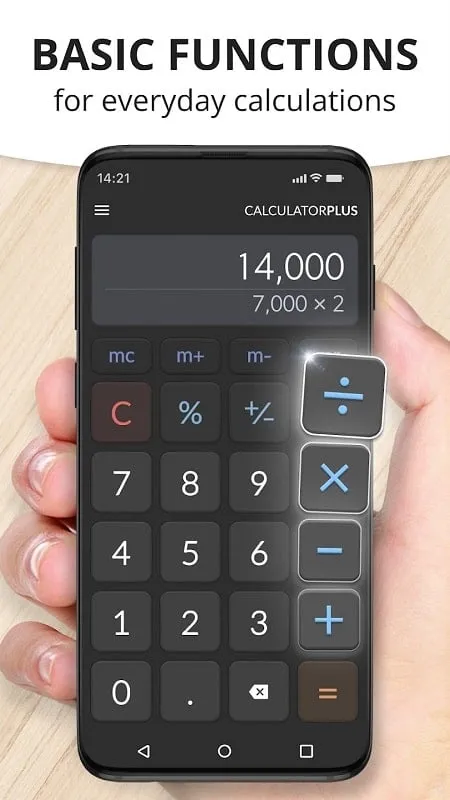 Calculator Plus mod demonstrando cálculos avançados