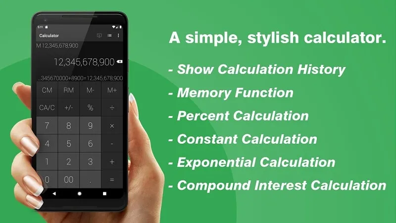 Interface do Calculator SS mod mostrando recursos premium