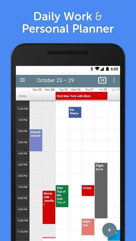 Tampilan opsi jadwal pada antarmuka Calendar Schedule Planner Mod