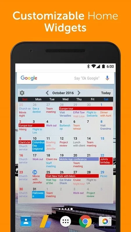 Interface do Calendar Schedule Planner mod mostrando as configurações