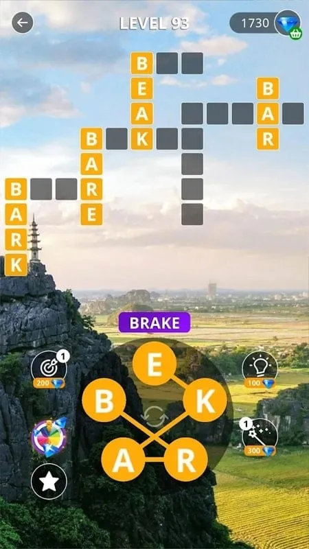 Navegando por los hermosos escenarios y varios niveles en Calming Crosswords MOD APK.