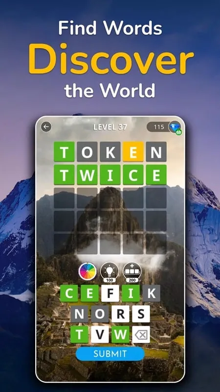 Sử dụng tính năng Powerup miễn phí trong game Calming Word Guess MOD.