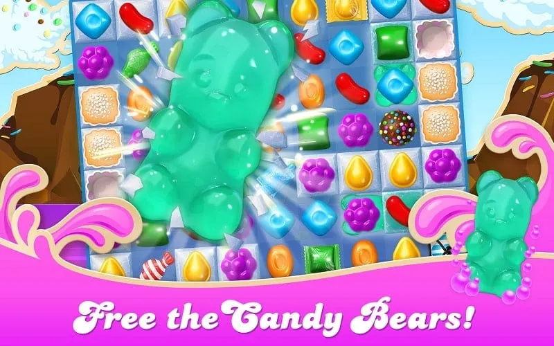 Interfaz y características del MOD APK de Candy Crush Soda.