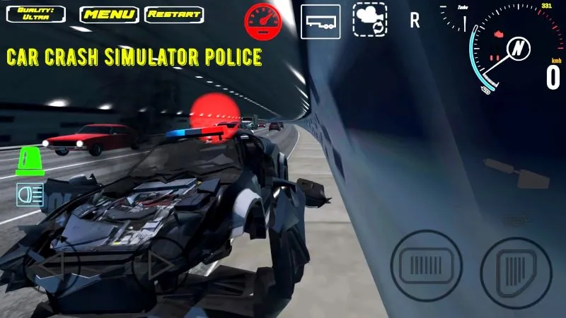 Menavigasi menu game di Car Crash Simulator Police.