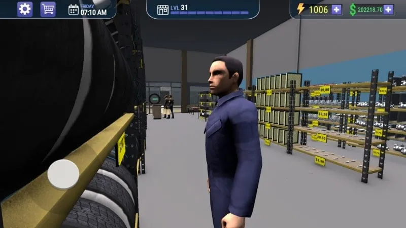 Screenshot of Car Mechanic Shop Simulator 3D showcasing the in-game interface and available upgrade options.