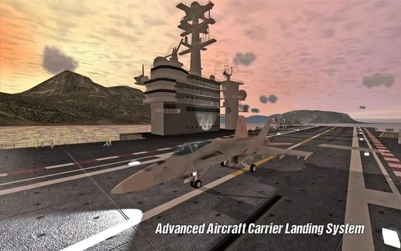 Pesawat lepas landas di Carrier Landings Pro.