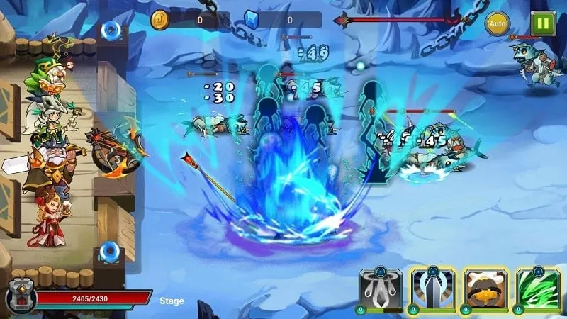 Tangkapan layar game Castle Defender MOD APK dengan uang tak terbatas.