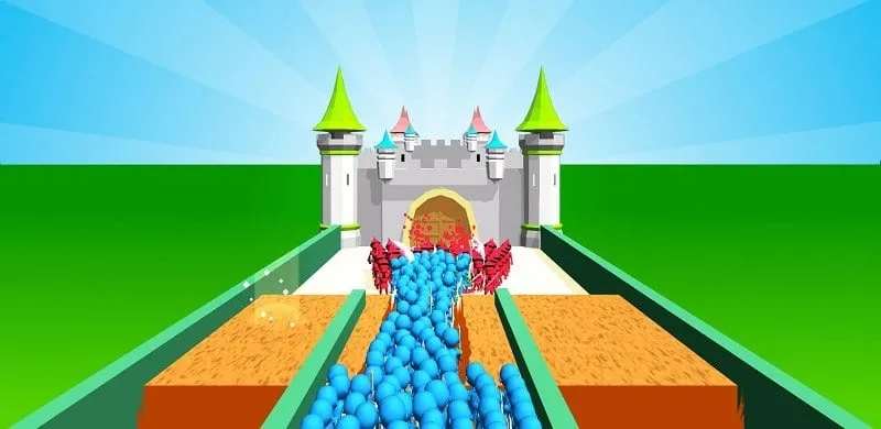 Castle Raid! gameplay screenshot showing soldiers navigating a path.