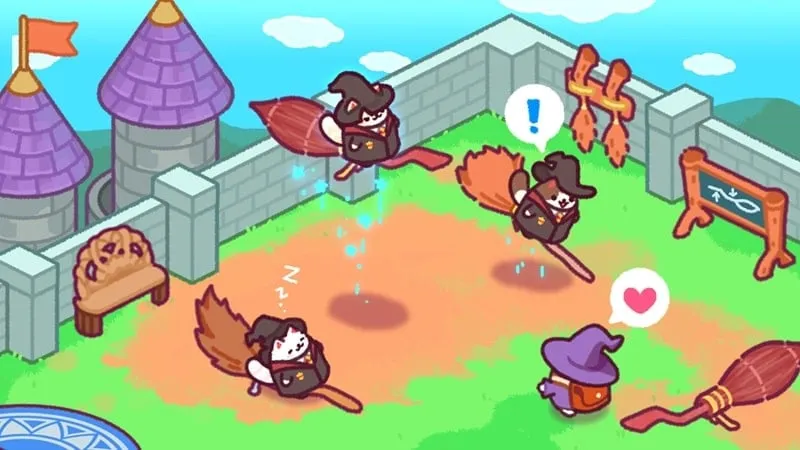 Hình ảnh gameplay Cat Magic School với những chú mèo.