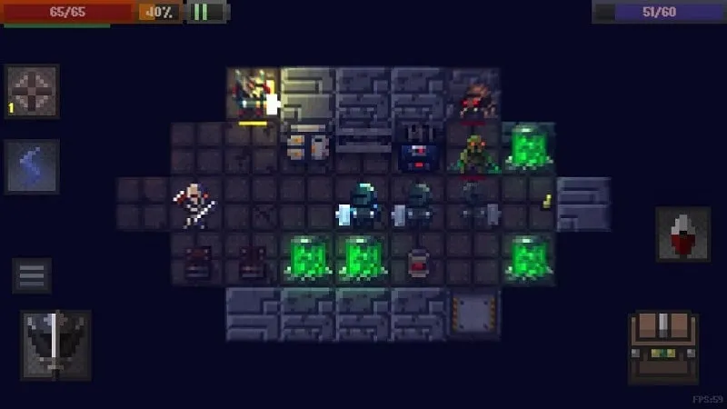 Caves Roguelike in-game shop screen showing various items.