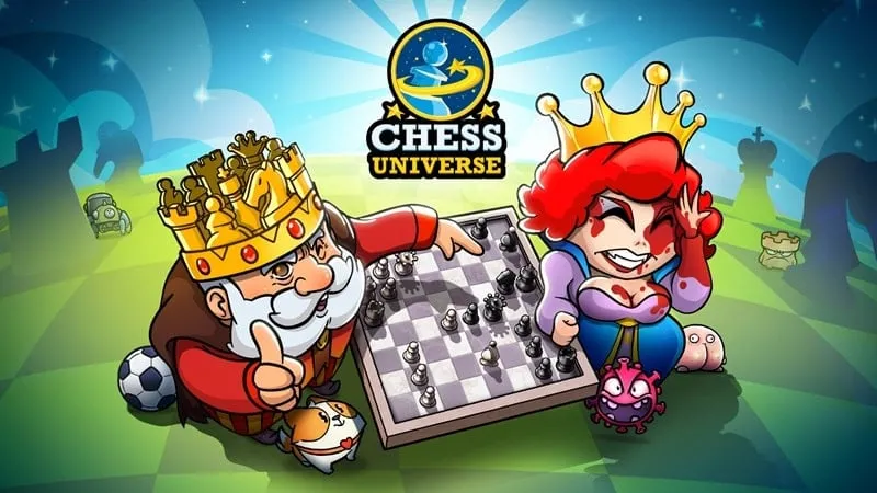 Tela inicial do Chess Universe em um celular.