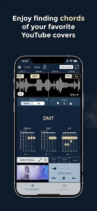 Tampilan antarmuka Chord ai mod yang menampilkan penyesuaian chord