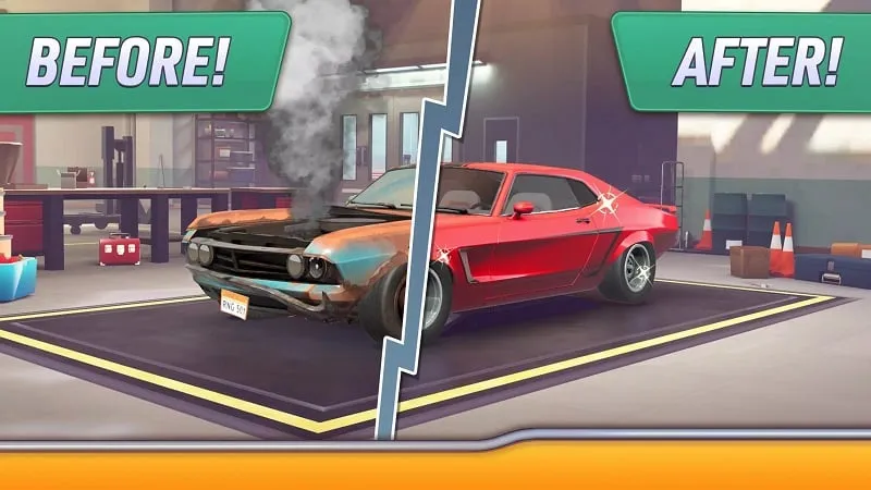 Gameplay of Chrome Valley Customs showcasing the restoration process.