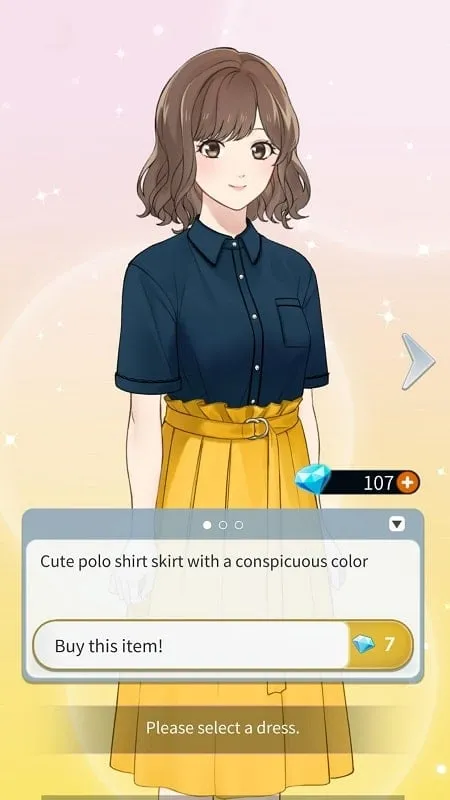 Captura de tela mostrando os diversos trajes disponíveis no Cinderella 4 Otome Love Story MOD APK.