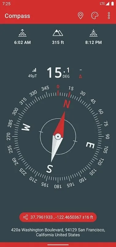 Interfaz del Compass Altimeter mod mostrando las funciones premium