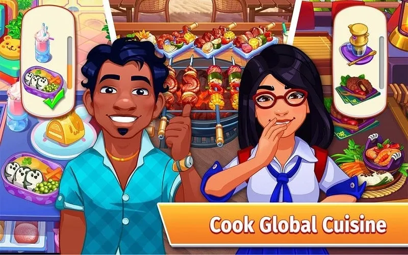 A screenshot of the Cooking Craze MOD APK interface showcasing unlimited money.