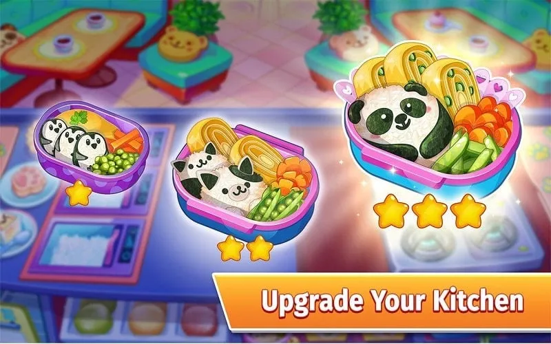 In-game screenshot of Cooking Craze highlighting upgraded kitchen tools using unlimited money.