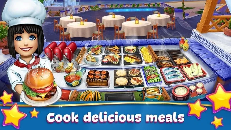 Loja do jogo Cooking Fever com vários itens disponíveis.