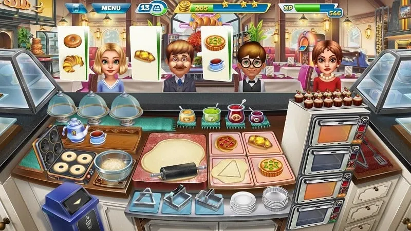 Gameplay do Cooking Fever mostrando o preparo de comida.