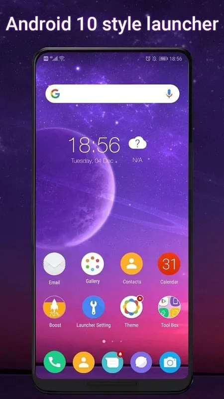 Giao diện Cool Q Launcher for Android 10 mod hiển thị các tính năng premium