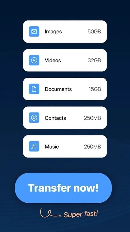 Transferência de dados com o Copy My Data MOD APK para Android