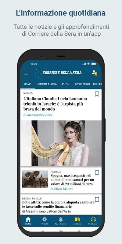 Corriere della Sera mod interface