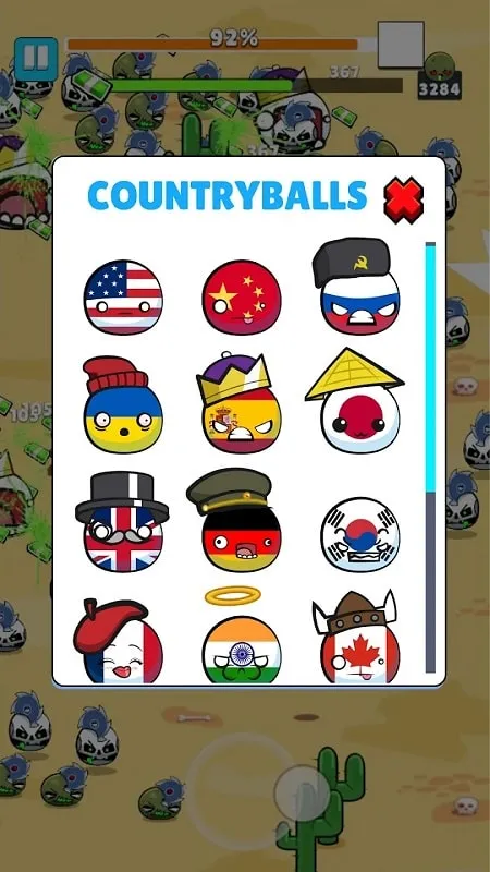 Meningkatkan kemampuan karakter di Country Balls.