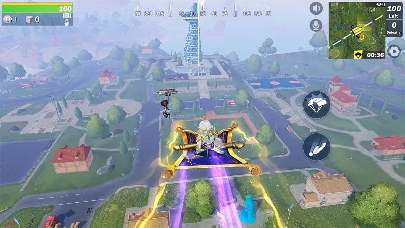 Hình ảnh bản đồ trong game Creative Destruction từ trên cao, hiển thị tính năng hack nhìn xuyên tường.