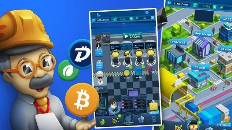 Jogo de simulação de criptomoedas Crypto Idle Miner