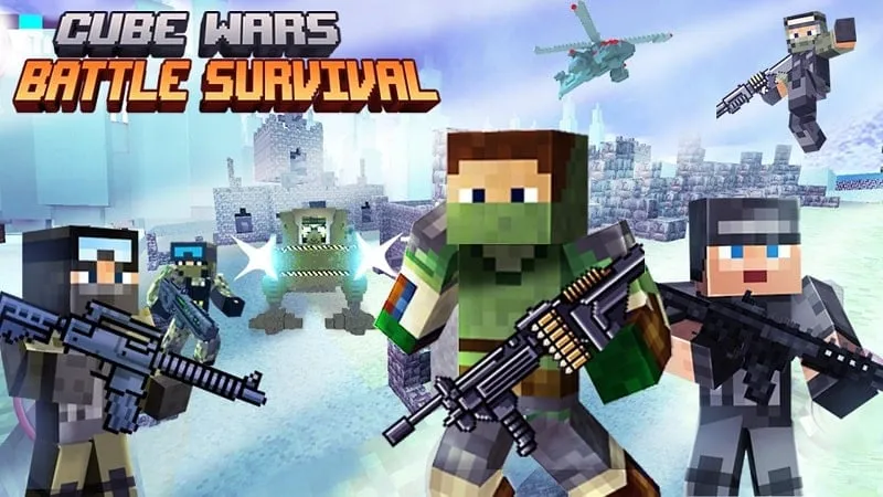 Print do jogo Cube Wars Battle Survival com o MOD ativado.