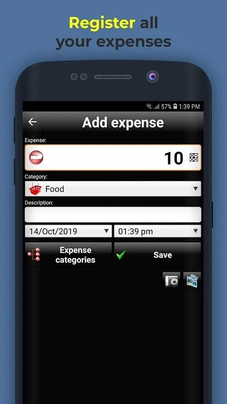 Tampilan antarmuka Daily Expenses 2 Mod dengan fitur premium