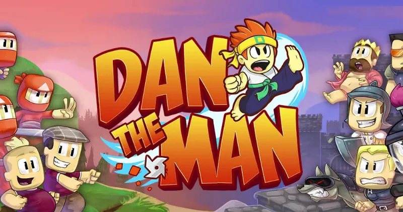 Dan the Man gameplay screenshot showing the pixelated graphics and combat.