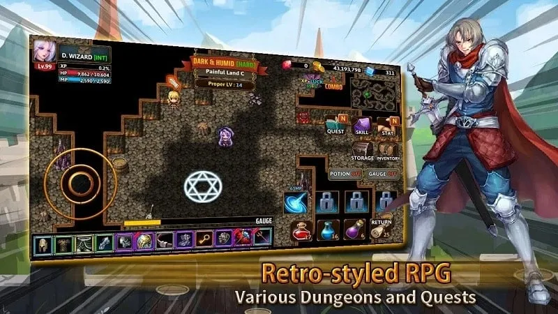 Descarga del archivo APK del mod Darkside Dungeon en un dispositivo Android.