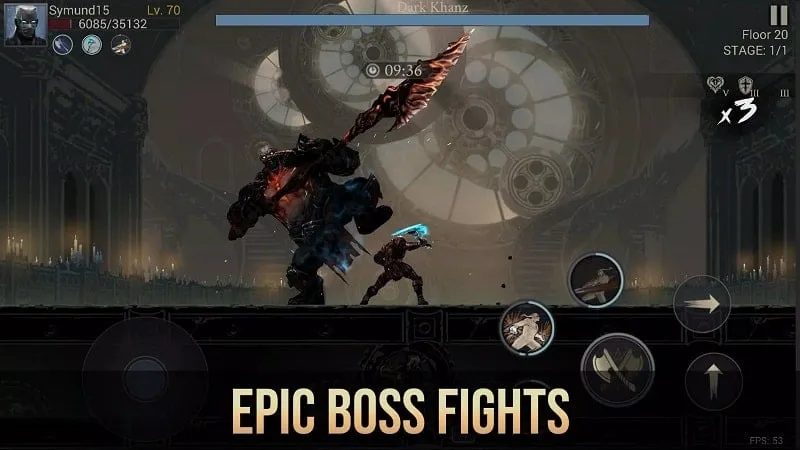 Demon Hunter Premium gameplay screenshot featuring the boss fight.