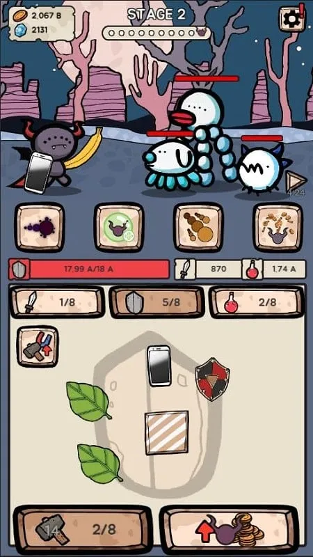 Gameplay Demon RPG menampilkan mekanisme kombinasi item.