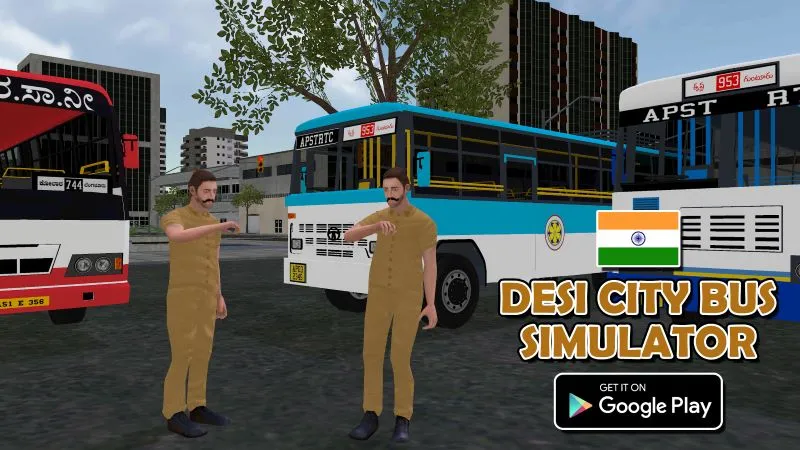 Exibição dos diversos modelos de ônibus disponíveis no Desi City Bus Indian Simulator.