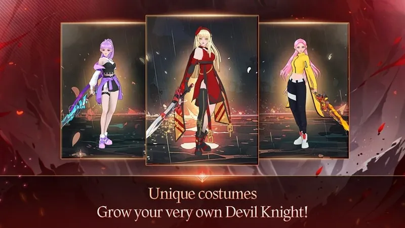 Gameplay screenshot of Devil Knights Idle showcasing the character selection.