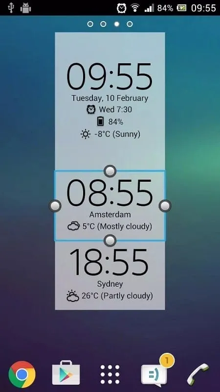 Opciones de personalización de Digital Clock Weather Widget