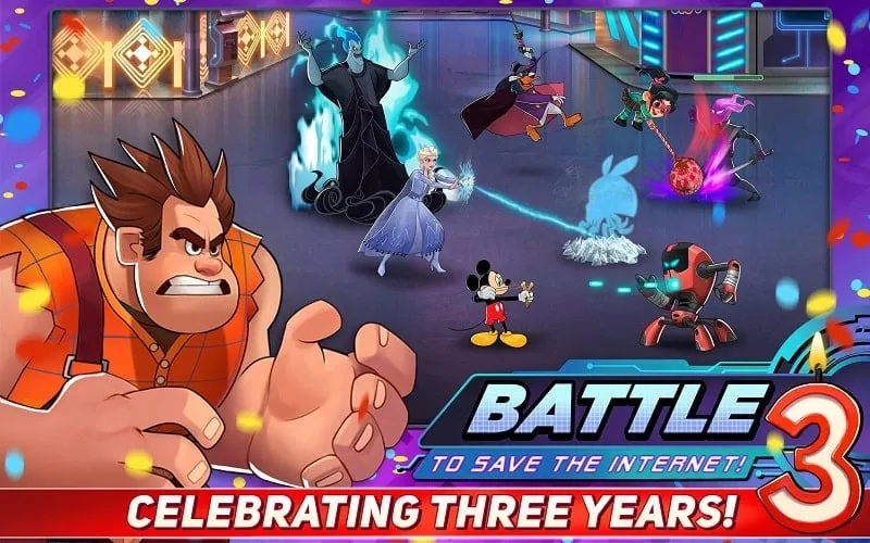 Disney Heroes Battle Mode characters fighting.