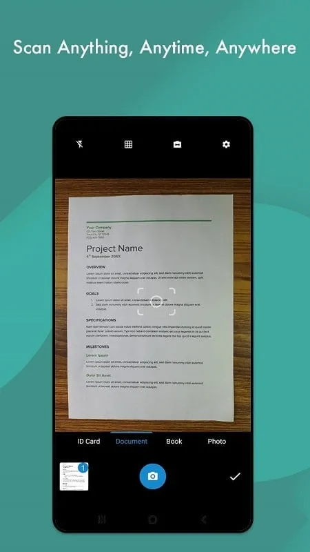 Document Scanner mod interface showing premium features