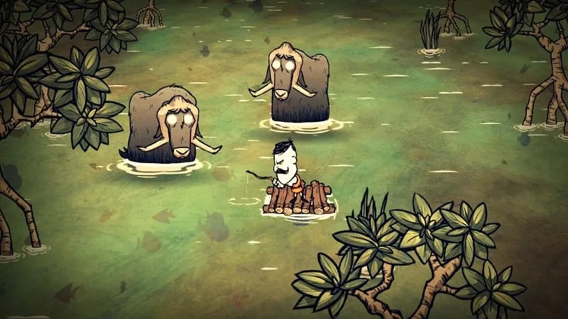 Using the character selection screen in the Don't Starve Shipwrecked mod.