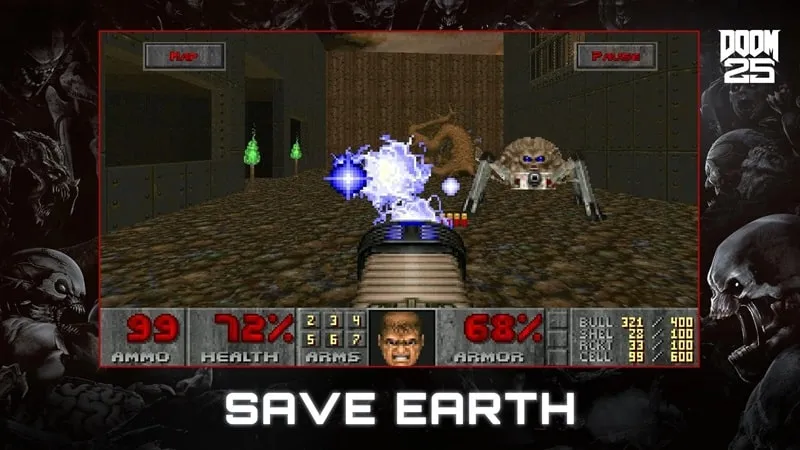 Ảnh chụp màn hình gameplay DOOM II trên điện thoại.