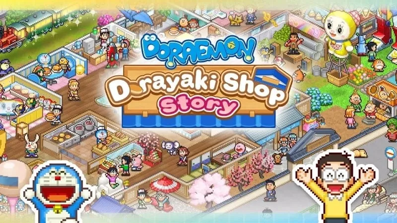 Doraemon dan teman-teman di Toko Dorayaki.