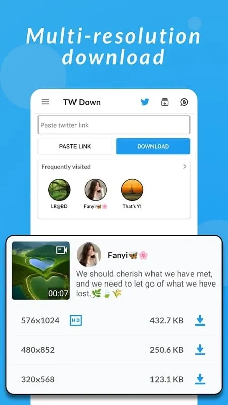 Download Twitter Videos mod showing the video customization options