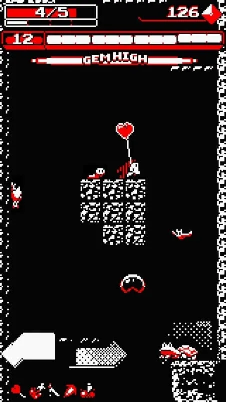 Print da tela inicial de um celular Android com o ícone do Downwell MOD APK.