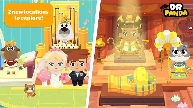 Giao diện game Dr. Panda Town Vacation mod hiển thị các tính năng VIP