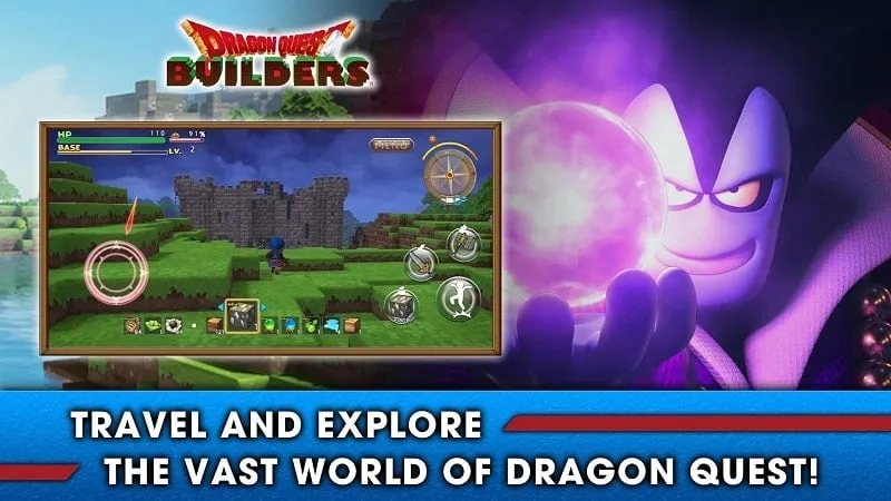 Menu de configurações do DRAGON QUEST BUILDERS MOD APK.