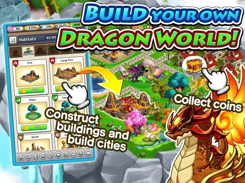 Giao diện game Dragon Paradise City Sim Game