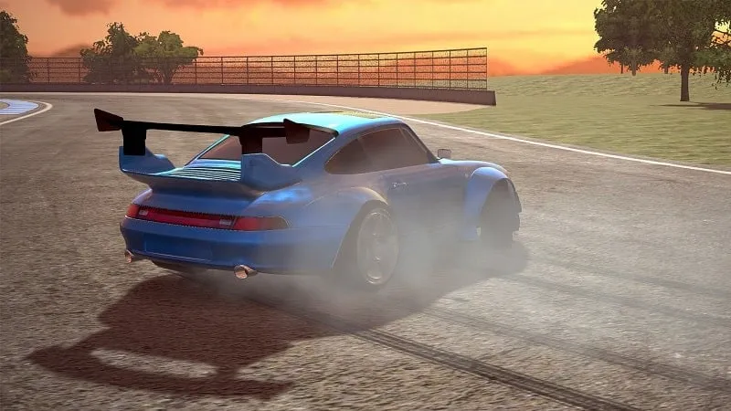 Captura de pantalla de una carrera en Drift Hunters mostrando los gráficos.